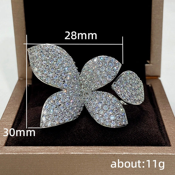 Wholesale Women's Princess Style Copper Ring Set With Diamonds Featuring Animal And Flower Patterns