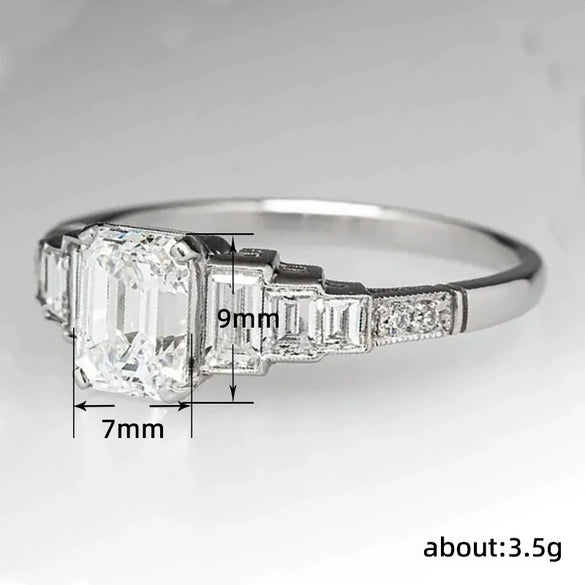 Wholesale Women's Princess Style Geometric Copper Ring Inlaid With Zircon