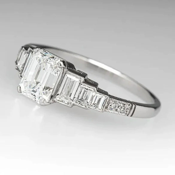 Wholesale Women's Princess Style Geometric Copper Ring Inlaid With Zircon