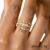 Wholesale Women's Princess Style Geometric Copper Ring Threepiece Set With Pink Zirconia