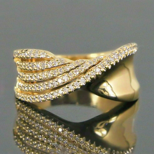 Wholesale Women's Punk Geometric Design Copper Ring With Zirconia