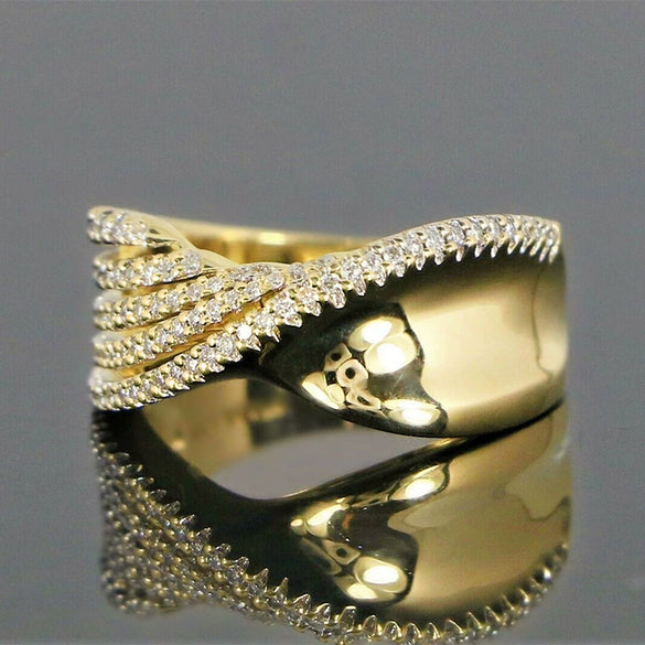 Wholesale Women's Punk Geometric Design Copper Ring With Zirconia