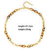 Wholesale Women's Punk Leopard Print And Geometric Stainless Steel Electroplated Figureeight Necklace