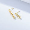 Wholesale Women's Punk Style 925 Sterling Silver Geometric Zircon Earrings With Chain Design