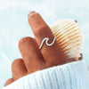 Wholesale Women's 925 Pure Silver Geometric Sea Wave Zircon Ring With Electroplating