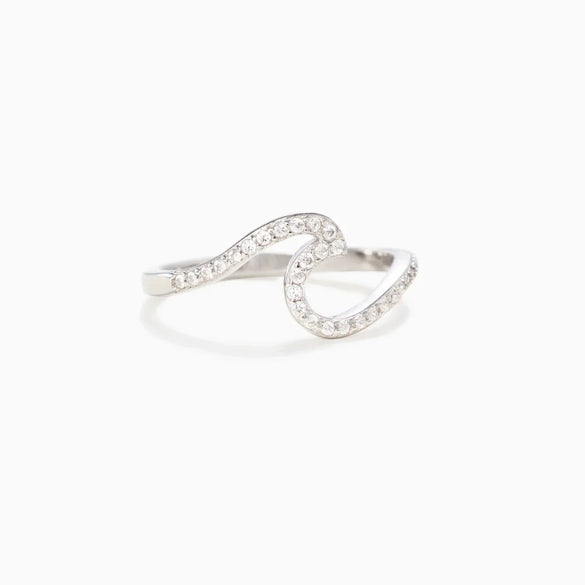 Wholesale Women's 925 Pure Silver Geometric Sea Wave Zircon Ring With Electroplating