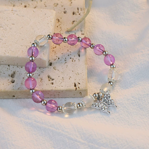 Wholesale Women's Purple Artificial Crystal Geometric Style Purely Handmade Bracelet Jewelry