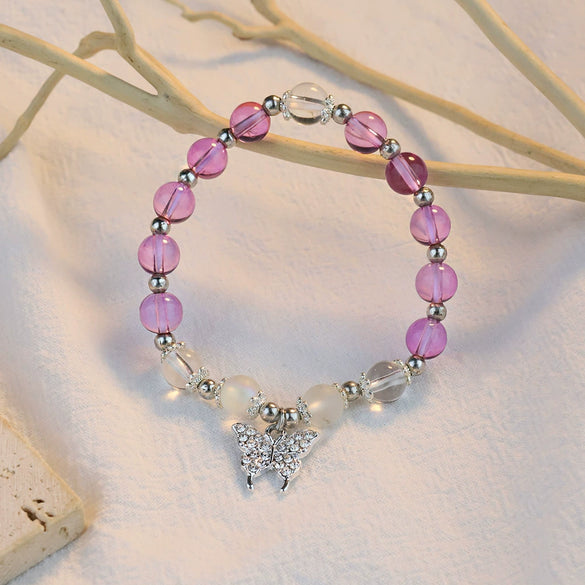 Wholesale Women's Purple Artificial Crystal Geometric Style Purely Handmade Bracelet Jewelry