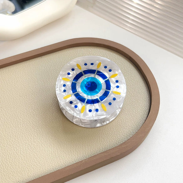 Wholesale Women's Pvc Geometric Handmade Devil's Eye Hairpin Shark Clip Headwear