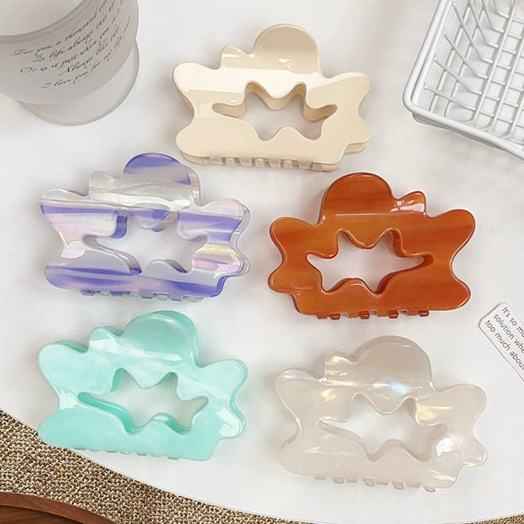 Wholesale Women's Pvc Handmade Cloud Geometric Hollow Claw Clip Hair Accessory