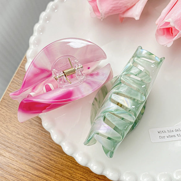 Wholesale Women's Pvc Handmade Small Fresh Style Semiround Starry Sky Grab Clip Hair Accessories