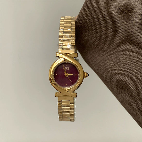 Wholesale Women's Quartz Wristwatch With Flower Shaped Dial Stainless Steel Band Alloy Case Medieval Style