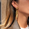 Wholesale Women's Quiet Classic Light Luxury Minimalist Geometric Drop Shape Hammered Electroplated Stainless Steel Pendant Earrings