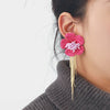 Wholesale Women's Raffia Flower Hand Knitted Tassel Earrings