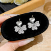 Wholesale Women's Real Gold Electroplated Diamondstudded Copper Earrings With Fourleaf Clover And Four Heart Shapes