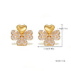 Wholesale Women's Real Gold Electroplated Diamondstudded Copper Earrings With Fourleaf Clover And Four Heart Shapes