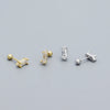 Wholesale Women's Rectangular Zircon Screw Earrings In 925 Silver With Geometric Pattern And Electroplating Treatment