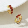Wholesale Women's Red Agate And Copper Geometric Handmade Vintage Light Luxury Earrings