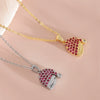 Wholesale Women's Red Zircon Inlaid Copper Goldplated Christmas Hat Pendant Necklace With O Word Chain