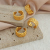 Wholesale Women's Relief Geometric Open Ring In Titanium Steel With 18K Gold Electroplated Non Fading Niche Design