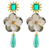 Wholesale Women's Resin Flower Pendant Earrings With Microinlay Creative Exaggerated Multilayer Design