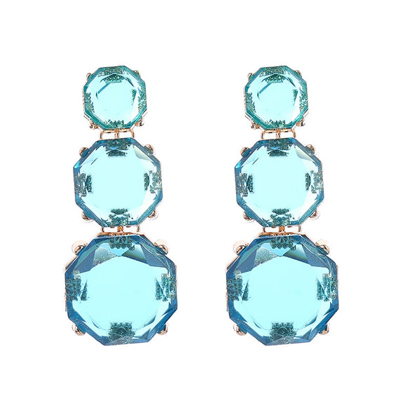 Wholesale Women's Resin Geometric Polygonal Purely Handmade Transparent Candy Color Earrings
