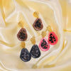 Wholesale Women's Resin Geometric Water Drop Pendant Leopard Earrings In Stainless Steel With 18K Vacuum Plating In Furnace