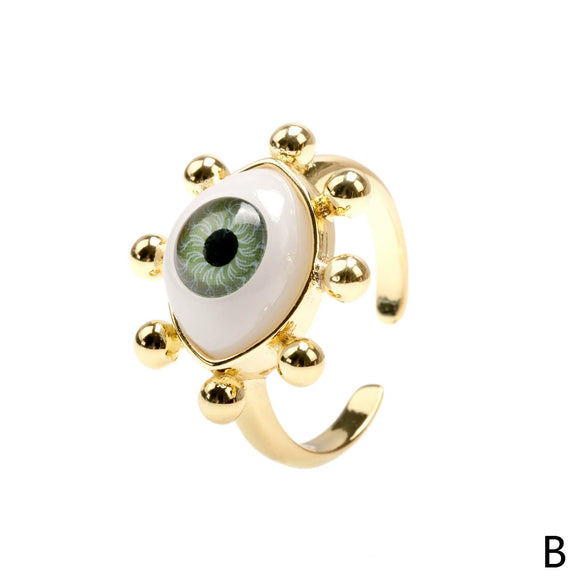 Wholesale Women's Resin Ring With Geometric Devil's Eye Design Electroplated