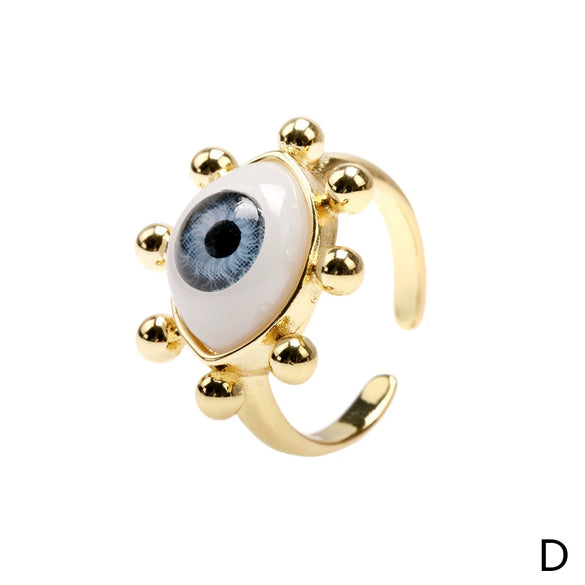 Wholesale Women's Resin Ring With Geometric Devil's Eye Design Electroplated
