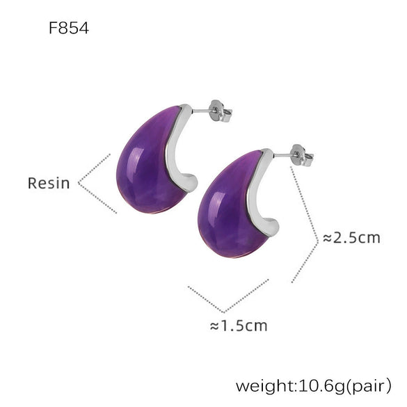 Wholesale Women's Resin Titanium Steel Geometric Earrings With Electroplating Treatment