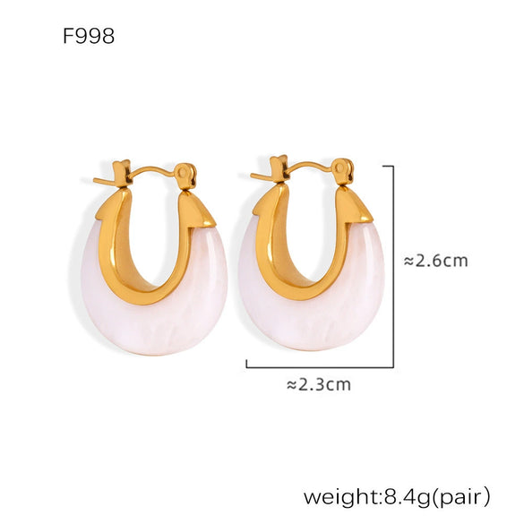 Wholesale Women's Resin Titanium Steel Geometric Earrings With Electroplating Treatment