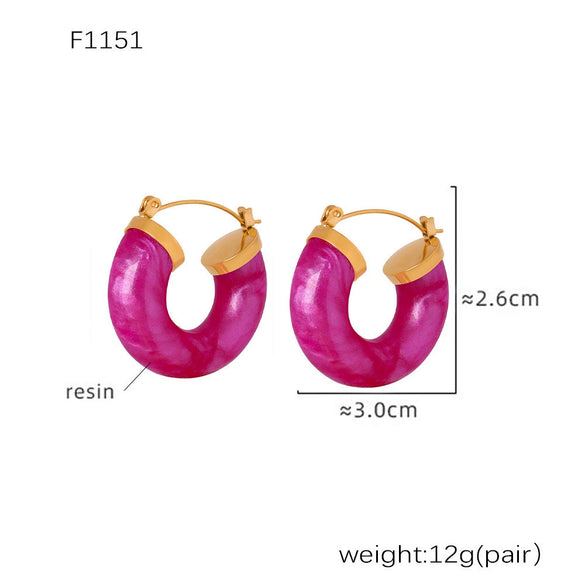 Wholesale Women's Resin Titanium Steel Geometric Earrings With Electroplating Treatment