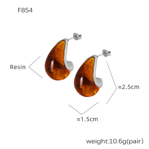 Wholesale Women's Resin Titanium Steel Geometric Earrings With Electroplating Treatment