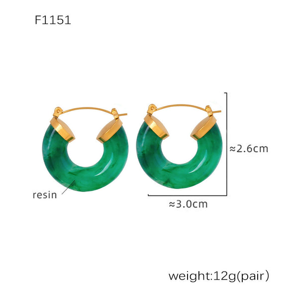 Wholesale Women's Resin Titanium Steel Geometric Earrings With Electroplating Treatment