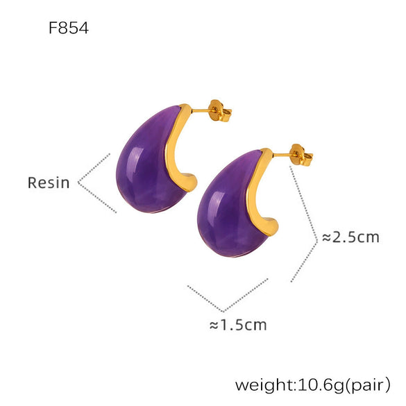 Wholesale Women's Resin Titanium Steel Geometric Earrings With Electroplating Treatment