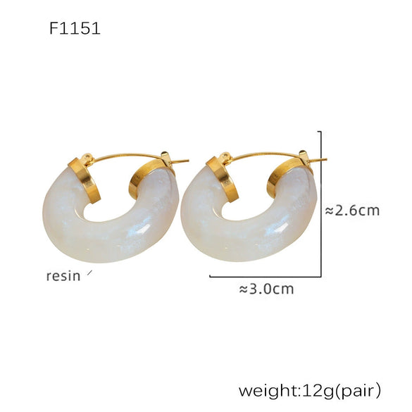Wholesale Women's Resin Titanium Steel Geometric Earrings With Electroplating Treatment