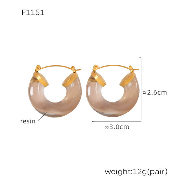 Wholesale Women's Resin Titanium Steel Geometric Earrings With Electroplating Treatment