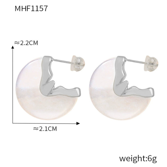 Wholesale Women's Resin Titanium Steel Geometric Earrings With Electroplating Treatment