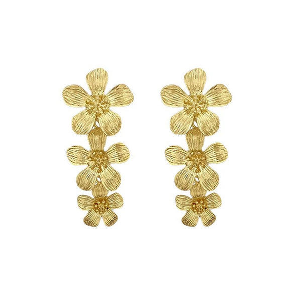 Wholesale Women's Retro Alloy Electroplated Flower Tassel Earrings