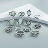 Wholesale Women's Retro Alloy Geometric Drop Shape Electroplated Ring Set