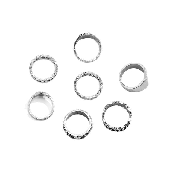 Wholesale Women's Retro Alloy Geometric Ring Set With Black Drop Glaze Zircon And Electroplating Treatment