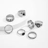 Wholesale Women's Retro Alloy Geometric Ring Set With Black Drop Glaze Zircon And Electroplating Treatment