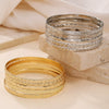 Wholesale Women's Retro Bohemian Style Stacked Iron Bracelet Suit With Geometric Pattern And Electroplating Treatment