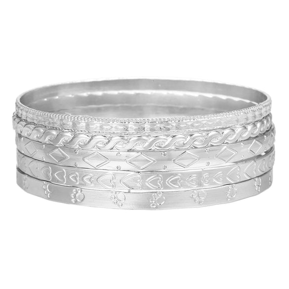 Wholesale Women's Retro Bohemian Style Stacked Iron Bracelet Suit With Geometric Pattern And Electroplating Treatment