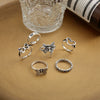Wholesale Women's Retro Butterfly Alloy Ring Set With Electroplating Treatment