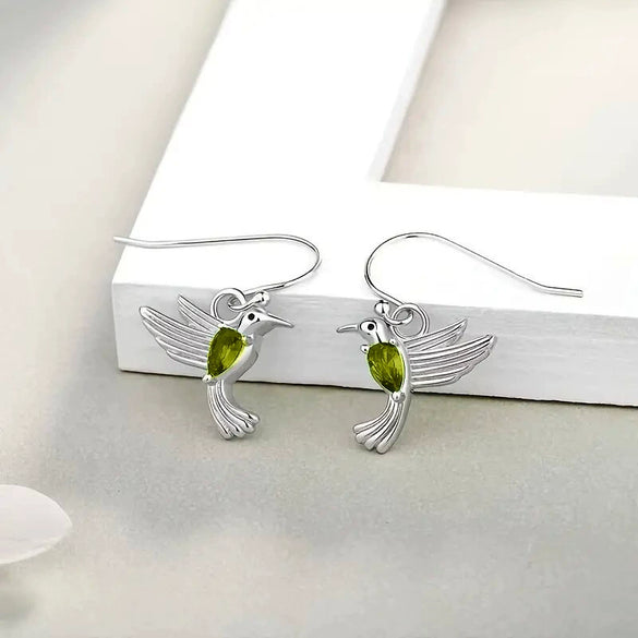 Wholesale Women's Retro Cartoon Animal Hummingbird Copper Earrings