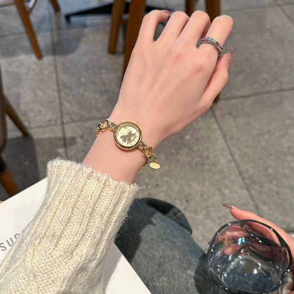 Wholesale Women's Retro Casual Alloy Watch With Mineral Reinforced Glass Mirror And Round Dial
