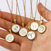Wholesale Women's Retro Constellation Seashell Pendant Titanium Steel Necklace With 18K Vacuum Plating And Geometric Pattern