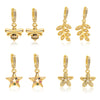 Wholesale Women's Retro Copper Earrings With Bee Fivepointed Star And Starfish Patterns Electroplated