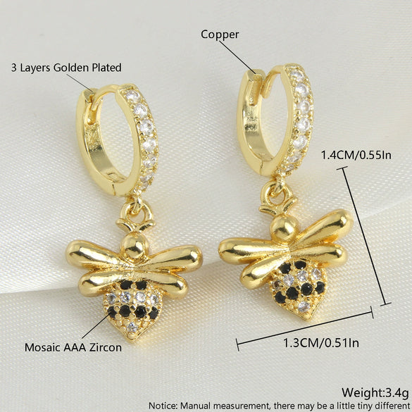 Wholesale Women's Retro Copper Earrings With Bee Fivepointed Star And Starfish Patterns Electroplated